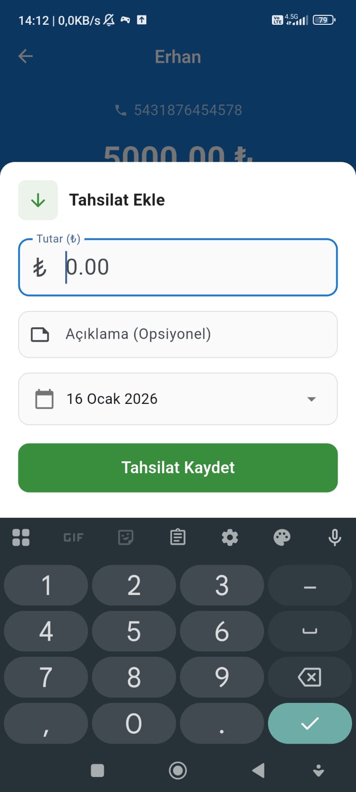 Esnaf programı borç alacak takibi