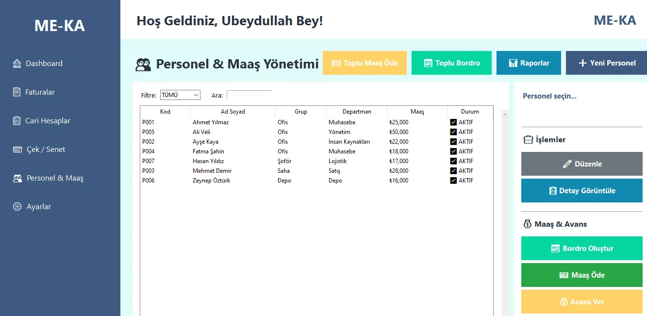 Muhasebe yazılımı personel maaş yönetimi