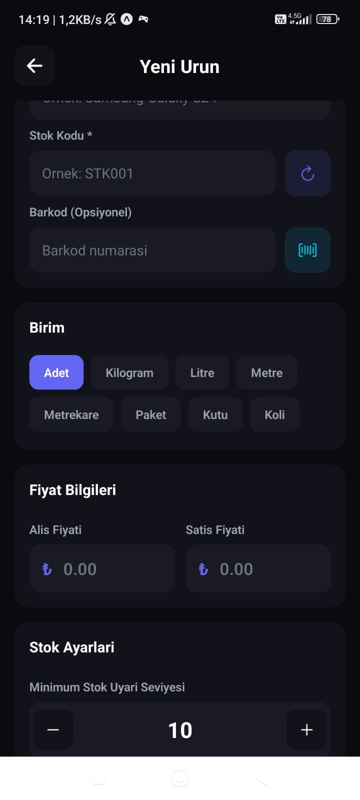 Mobil stok takip barkod okuma